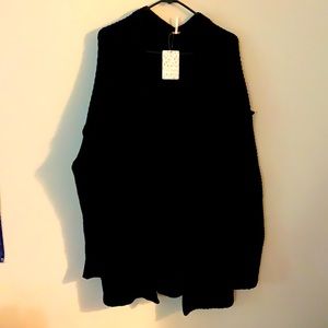 Black heavy cable knit cardigan